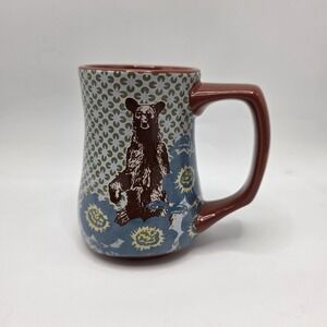 Big Sky Carvers Bear Mug Rustic Cabin Floral Sunflower Stoneware Coffee Mug